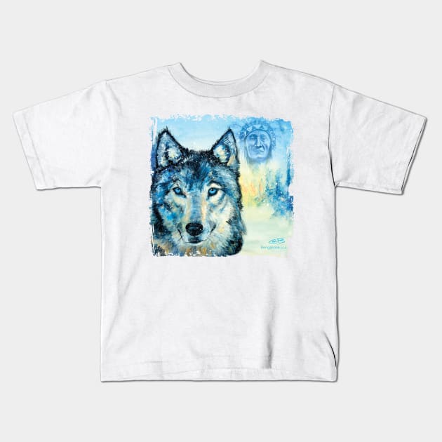 Spirit Wolf - your spiritual animal guide Kids T-Shirt by Cimbart